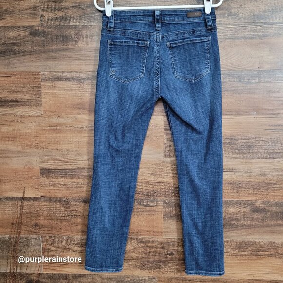 KFTK Jeans Size 4 Straight Mid Rise Medium Dark Wash Stretch Denim - Picture 2 of 13